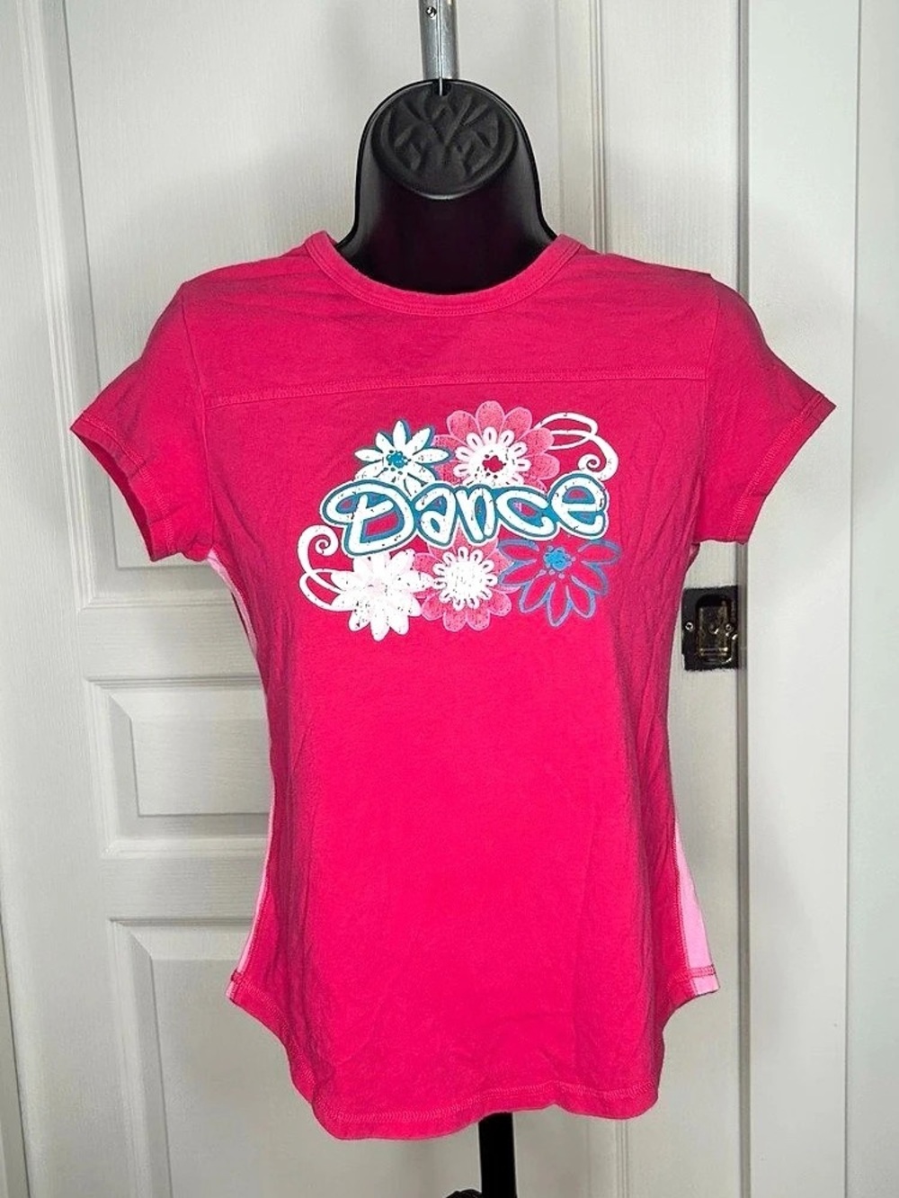 Y2K Fuchsia “dance" graphic tee with floral design